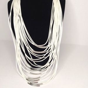 Cream cord and chrome necklace